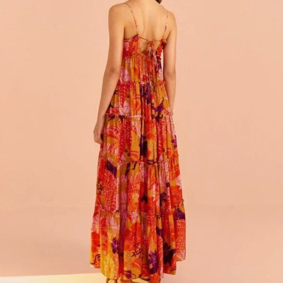 NWT Farm Rio Beige Jungle Panther Lenzing™ Ecovero™ Viscose Maxi Dress, Size XL - Picture 2 of 12